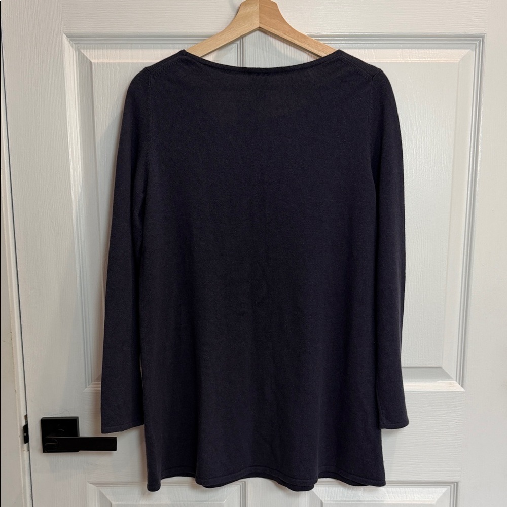 Eileen Fisher Deep Blue Long Sleeve Top - Picture 3 of 4